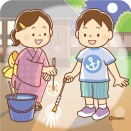 【クリップアート】庭で花火をする子どもたちのイラスト