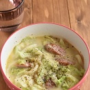 スープまで飲み干したい！キャベツとウインナーの豆乳うどん
