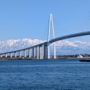 冬の晴天！海王丸パークと新湊大橋で絶景の立山連峰の景色！