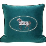 『刺繍クッションカバー Horse グリーン』の画像