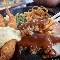 北斗市本郷2丁目 レストハウス いながわ その5 盛り合わせ定食(エビ・ハンバーグ)1,150円