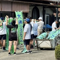 ぎふ大仏フェスティバルに向けて事前の準備作業