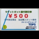 学生　限定ガット張り割引　開始