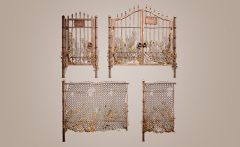 錆びた金網のフェンス