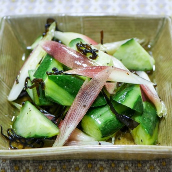 今日もさっぱりと「きゅうりとミョウガの塩昆布和え」&「初松茸」