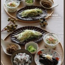 鯛のねぎ蒸し、茄子の揚げ浸し、で、さっぱり和食♪