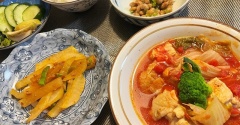 台風一過＆ムネ肉と白菜のトマト煮