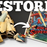 『1950年代の巨大なスーパーマンのポスターを修復してみた』の画像