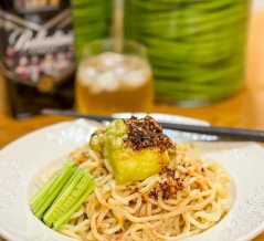 自宅めし　焼きなすの麻辣カラヒグ麺