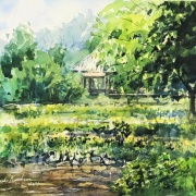 田植の季節(水彩画 2022年作品) 田植えの季節(水彩画 2022年作 フレーム付き)