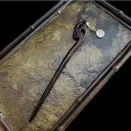 黒檀木かんざし 天然和田玉平安扣 ペンダント付き 着物髪飾り ヘアピン两用