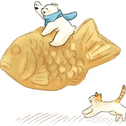 たい焼きとしろくまとねこのイラスト 無料イラスト フリー素材 しろくまとねこ
