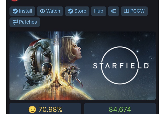 スターフィールド、ついにSteam評価が70%台に突入