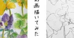水彩画描いてみた パンジー