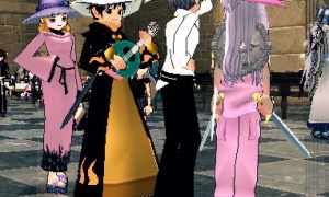 王城パーティーで同じような帽子の人々