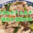 料理男子のんべえが作る、沼津ねがた白ねぎと鶏肉の塩麹炒め。広報ぬまづ12月１日号に載ってたレシピ