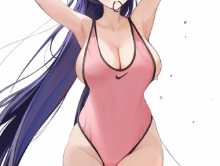 【FGO】競泳水着の頼光ママイラスト！　髪を結ってる頼光さんも素敵です//////