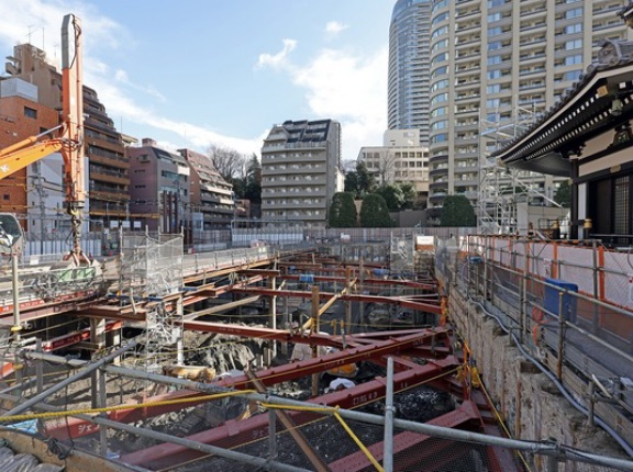 地上27階、高さ116m「(仮称)虎ノ門３丁目計画」の建設状況！野村不動産による愛宕山近くのタワーマンション（2026.1.11）