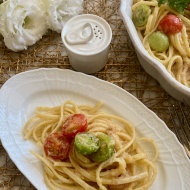 12月12日「明太子の日」なのでミニトマトごろごろ明太子パスタ