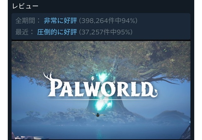 パルワールド1.0発売後の評価が「圧倒的に好評」に達してしまう