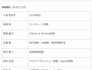 あずさ監査法人　主要役員人事を公表