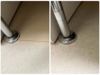 賃貸キッチンのクッションフロアDIY完成！スチールラック下まで敷いてスッキリ