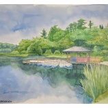 『【水彩画】南湖公園(風景画)』の画像