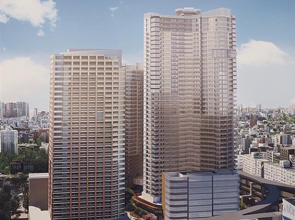 麻布十番の地上42階・31階タワマン「三田小山町西地区第一種市街地再開発事業」の建設状況（2025.7.27）