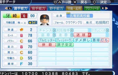 『牙崎　漣　パワプロ(2018版)』の画像