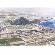 近江八幡スケッチ旅行記　その①　八幡山からの俯瞰スケッチ