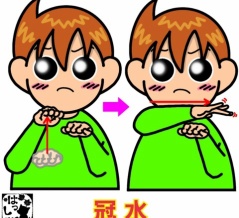 手話単語：２５７２　【冠水】