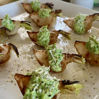 かぶを丸ごと！葉っぱのディップでかぶのソテー