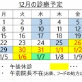 12月の診療予定です