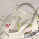 しおりの持ち込みに成功した文鳥