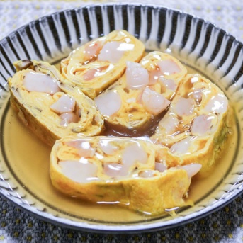 海老入り玉子焼きの和風あんかけ（海老多すぎたかも）