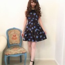 ☆Sale80％OFF★ロマンスドールワンピ★BBローズ柄黒×ブルー、殘り38サイズのみ1枚☆
