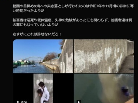 中学生が小学生を海に突き落とす動画がSNSで拡散 大阪市教委と大阪府警が調査