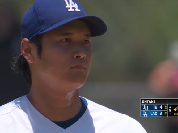 大谷翔平　6回91球7被安打5奪三振2四死球4失点　fWAR+0.3　7勝目