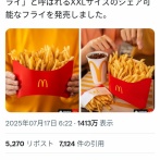【画像】マクドナルドさんとんでもないクソデカサイズのポテトを発売へｗｗｗｗｗｗ