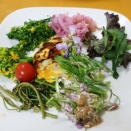 自家栽培の山菜と野菜の朝ごはん～