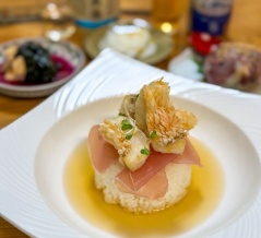 自宅めし　甘鯛のポワレ茶漬け・鯵とイカのまご茶漬け