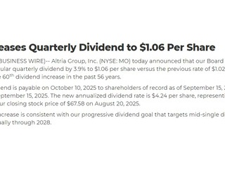 【MO】アルトリア・グループが3.9％増配を発表したよ！
