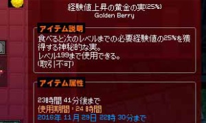 経験値上昇の黄金の実、レベル199までしか使えない