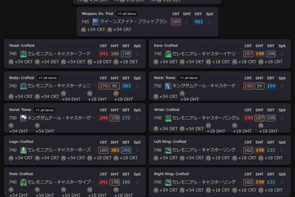 Eorzean - 装備/ステータス