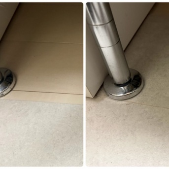 賃貸キッチンのクッションフロアDIY完成！スチールラック下まで敷いてスッキリ