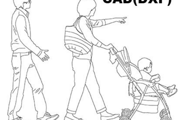 Cad素材無料です Dxf 無料素材 人物 樹木 シルエット Cad Sketchup