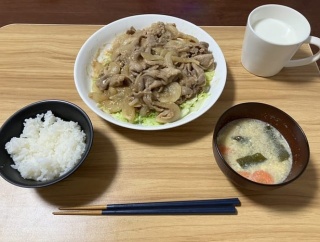 ワイのお夕飯評価して　(生姜焼き定食)