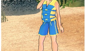 奇抜な水着のキャラバン・ジョーと作る砂の彫刻 コンヌース海岸イベント