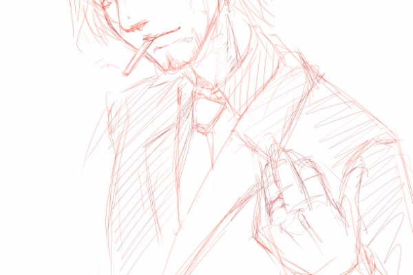 羽折の中の人 ラフ画