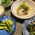 天使と悪魔＆ムネ肉と半端野菜でアヒージョ